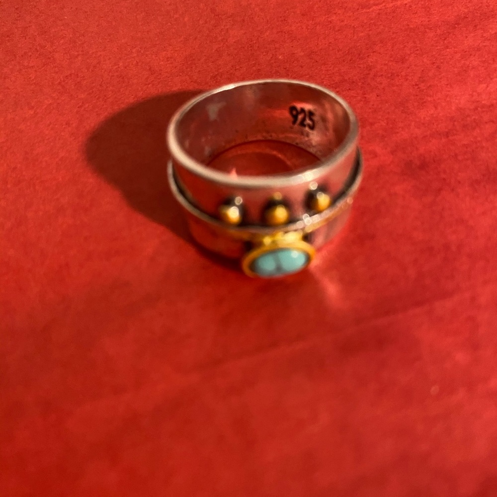 HANDMADE 925 SILVER TURQUOISE RING SIZE 7 - Picture 6 of 9